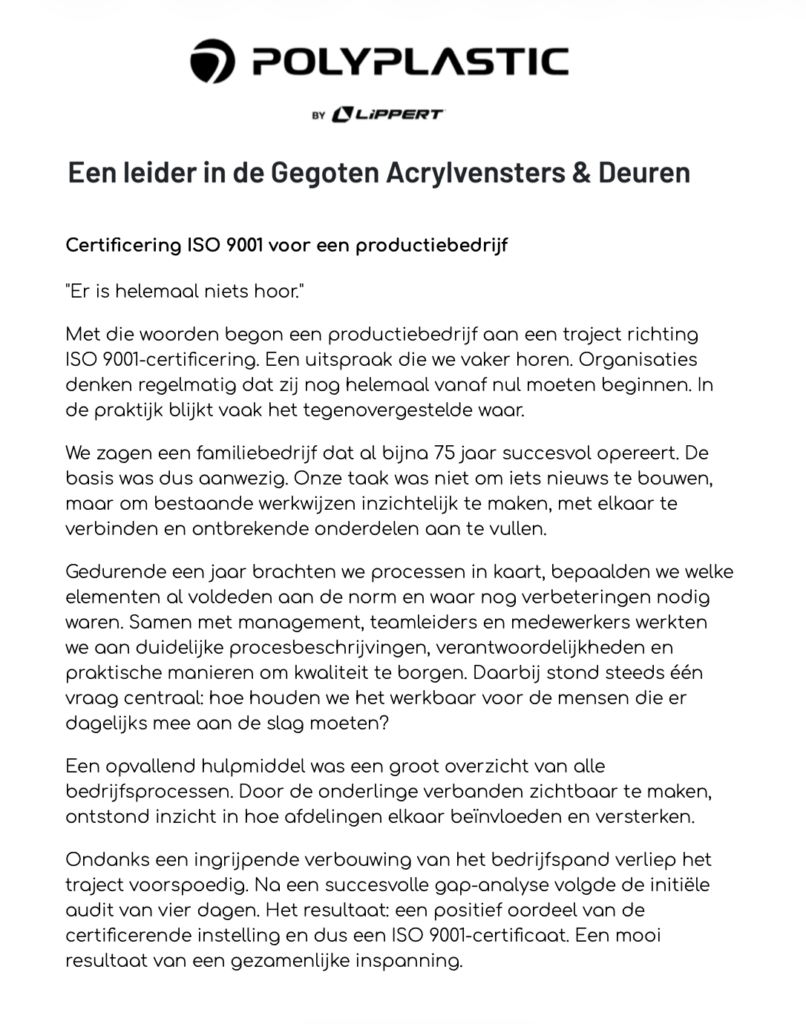 Polyplastic - Project in praktijk van Allios Deite